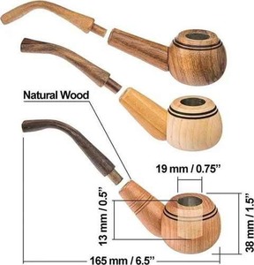 Pipe à fumer en bois de qualité supérieure, fabriquée à la main, en bois massif naturel, finition classique lisse – Par Madiha Art and Crafts - Product Image 2