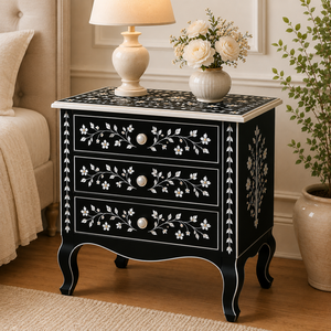 Mesa de Noche de Resina y Madera de la Mejor Calidad con Puerta, Mesa Auxiliar de Lujo, Mesa Lateral Moderna, Mueble de Decoración para el Hogar de Madera Natural - Product Image 2
