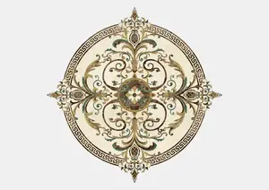 Carreaux de sol décoratifs de luxe, imperméables, en marbre avec incrustations de laiton, design méditerranéen artisanal, pour salon, hôtel, hôpital - Product Image 3