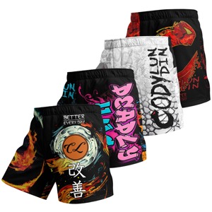 Shorts MMA pour hommes, imprimé multicolore, taille élastique, entraînement en salle de sport, kickboxing, légers, séchage rapide, colorés, arts martiaux - Product Image 1