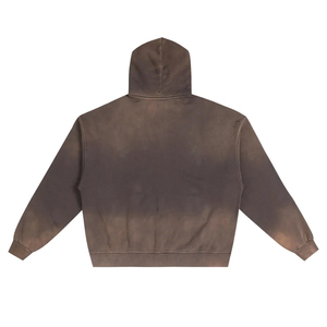 เสื้อฮู้ดซิปผู้ชายสำหรับฤดูหนาว ดีไซน์วินเทจสีซีดจาง ผ้าฝ้าย 100% 320 GSM ล้างสีแบบแอซิดวอช ผ้าฟลีซย้อมสีพื้น - Product Image 2