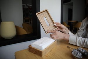 Premium Light Oak Wood Tissue Cover <b>Case</b> Dovetail Joint Rectangular Paper Organizer Tabletop Storage Box Holder Decor - Product Image 3