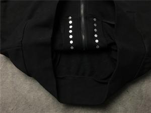 Sudadera con capucha de alta calidad para hombre, de algodón 100%, con cremallera, diseño oversize, detalles de remaches, efecto desgastado, logo estampado, ajuste de otoño, talla XL - Product Image 6