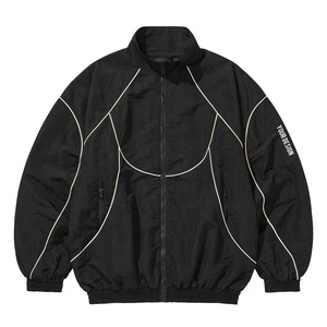 Men's White Windproof <b>Racer</b> <b>Jacket</b> Stand Collar Zipper Closure Casual Spring Polyester Shell Loose Fit Left Sleeve Logo - Product Image 3