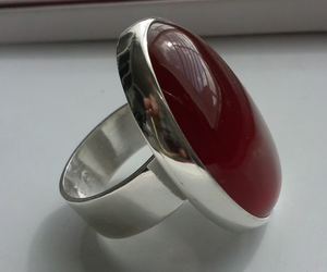 Large Oval Carnelian <b>Ring</b> <b>Statement</b> Handmade Gemstone <b>Ring</b> Boho Orange Stone Unisex <b>Ring</b> - Product Image 1