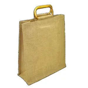 Customized Cane Handle Jute Bag fashion custom tote bags no minimum large two compartment tote bag