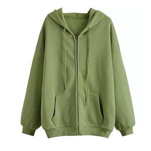 Sudadera con capucha de última moda para mujer, de color sólido, manga larga, con bolsillo y cremallera, disponible en varios colores y diseños. - Product Image 3