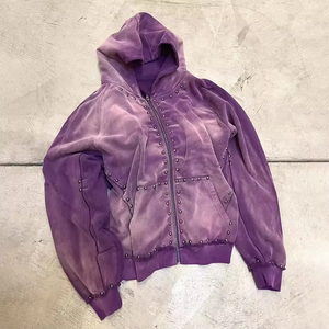 Vente en gros de sweats à capuche pour hommes, unis, à strass, coupe oversize, grammage lourd, haute qualité - Product Image 6