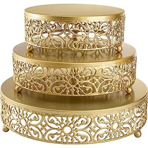 High Grade Gold Plated Round Metal <b>Cake</b> Stand Set 3 Tier Floral Cutout Design Dessert Display For Home And Hotel <b>Decor</b> <b>Supplies</b> - Product Image 1