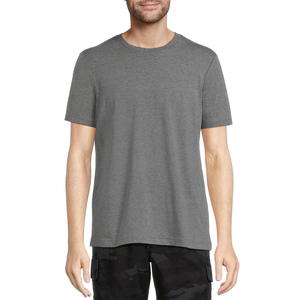 T-shirt décontracté gris clair à coupe classique, manches courtes, col rond, uni, 100 % coton respirant et à séchage rapide pour hommes, femmes et garçons - Product Image 1