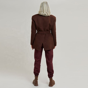 Abrigos de lana largos sin cuello para mujer, chaqueta de invierno para mujer - Product Image 3