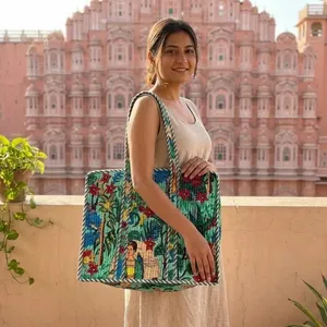 Sacs fourre-tout en coton matelassé personnalisés avec fermeture éclair, logo sur mesure, pour femmes, écologiques, réutilisables, lavables, commandes en gros, Boh Creation All - Product Image 5