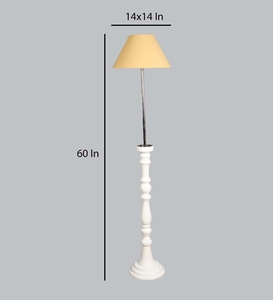 Lampe de sol club de luxe élégante beige en métal et tissu avec base en bois, OEM ODM, faible MOQ, prix d'usine, vente en gros, approvisionnement en vrac - Product Image 2