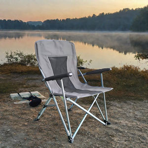 Chaise pliable moderne en acier inoxydable pour l'extérieur Mobilier de camping en métal durable avec tissu pour jardins et parcs - Product Image 4