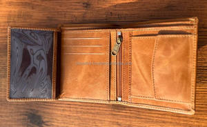 Cartera de cuero genuino para hombre con tarjetero, monedero corto, carteras con cremallera, carteras estándar informales para hombre - Product Image 5