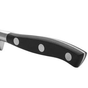 Couteaux à steak professionnels à lame argentée avec manche ergonomique noir à trois rivets pour trancher le bœuf grillé, idéal pour la restauration - Product Image 6