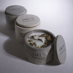 Bougie parfumée en ciment AIKUN Boutique Aromathérapie, couleur grise, pour la décoration de la maison, cadeau, spa, présentation - Product Image 3