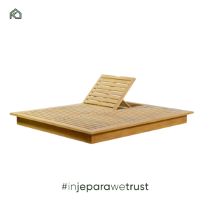 Chaise longue d'extérieur en teck massif, lit de jour minimaliste pour resort, piscine, patio et plage - Product Image 6