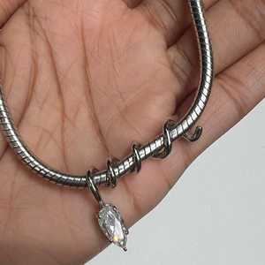 Collar de Serpiente Enrollada con Diamantes, Venta al por Mayor, Plata de Ley 925, Diamante Cultivado en Laboratorio de Corte Pera de 1 ct, Gargantilla Flexible, Fabricación de Joyería - Product Image 4