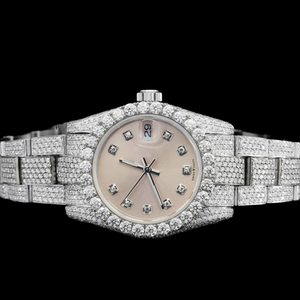 Reloj de pulsera de oro blanco con pavé de moissanita y diamantes para hombre, estilo Iced Out Bling, resistente al agua, de acero inoxidable, joyería de lujo HipHop - Product Image 1
