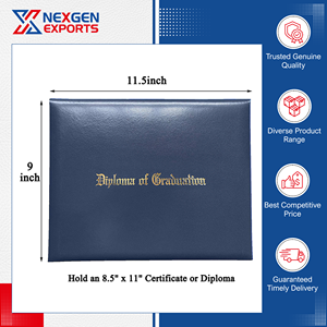 Cubierta de Cuero PU para Documentos/Diplomas/Certificados con Logotipo Estampado en Lámina Dorada de Lujo, Disponible en Grandes Cantidades, Logotipo Personalizado OEM/ODM - Product Image 4