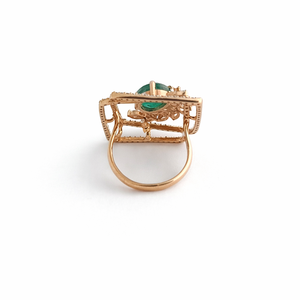 18K Rose Gold Green Emerald Center Diamond Halo <b>Statement</b> <b>Ring</b> for Women Geometric Square Design Party Wear Wedding Gift Fine - Product Image 3
