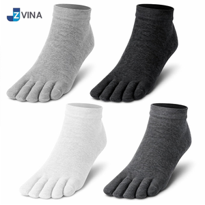 Chaussettes d'été ODM à cinq doigts, coupe basse, en maille respirante, talon renforcé, bande antidérapante, en coton, antibactériennes, absorbant la transpiration, écologiques - Product Image 1