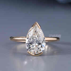 Anillo Solitario de Lujo de Plata S925 con Moissanita Corte Pera para Mujer, 2.02 CT, Calidad VS EF, 2 Quilates, Lágrima, Joyería de Oro Amarillo, Regalo - Product Image 1