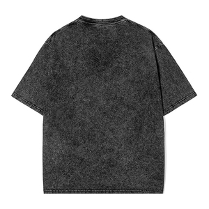 Camiseta Unisex de Algodón Lavado al Ácido, Cuello Redondo, Color Sólido, Corte Holgado, Manga Corta, Logotipo Frontal, Transpirable, Secado Rápido, Informal, 220 Gramos - Product Image 2