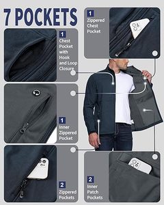 Veste softshell pour homme, légère, chaude, respirante, imperméable, coupe-vent et durable, idéale pour la randonnée, le camping et le trekking en plein air. - Product Image 4