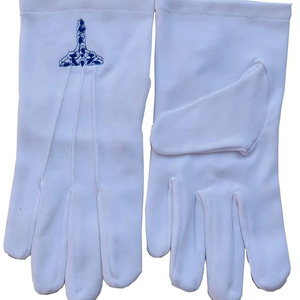 Guantes Unisex de Algodón/Material Personalizados y Cómodos, con Bordado Masónico a Cuadros, para Ceremonias Fraternales Formales - Product Image 5