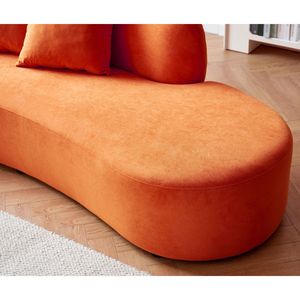 Divano Curvo di Lusso in Velluto da 90 Pollici a 4 Posti con Design a Mezzaluna, Schiuma ad Alta Densità e Cuscini Decorativi per Soggiorno Moderno - Product Image 4