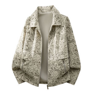 <b>Men's</b> Loose Floral Print Zipper <b>Jacket</b> Casual <b>Summer</b> Breathable Polyester Turn-down Collar Regular Sleeve Style <b>Jacket</b> For <b>Men's</b> - Product Image 1