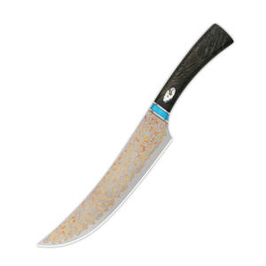 Cuchillo de Cocina Estilo Carnicero con Hoja Curva y Patrón de Damasco en Cobre, Mango Decorativo, Cuchillo Profesional para Preparación de Alimentos - Product Image 1