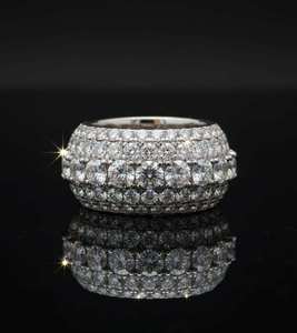 Premium Mens <b>Iced</b> Out Bling <b>Ring</b> Multi Row Hip Hop Design 925 Silver 10K 14K Gold Finish Bold Statement Fashion Jewelry Gift - Product Image 1