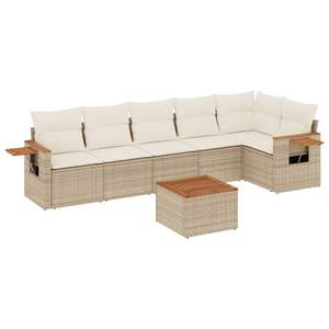 Ensemble de canapés de jardin en rotin PE beige avec grands accoudoirs réglables - Product Image 6