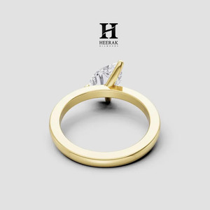 Anillo de Compromiso de Lujo con Diamante Cultivado en Laboratorio de Corte Pera de 1.5CT, Engaste Oeste-Oeste, Oro Amarillo de 14K, Anillo de Boda Solitario para Mujer - Product Image 4