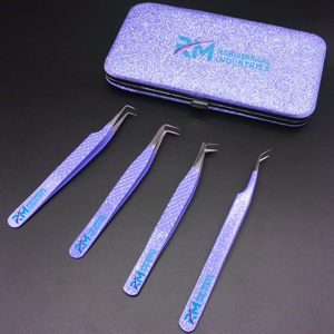 Pinzas Profesionales para Pestañas de Volumen RMI, Color Morado, Alta Calidad, Venta al por Mayor, Punta de Diamante de 45 y 90 Grados, Embalaje Personalizado - Product Image 3
