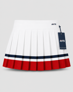 Jupe mini plissée blanche pour femme RITS avec bordure rouge marine, taille haute, anti-plis, séchage rapide, en Spandex/Polyester, personnalisable - Product Image 5