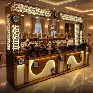 Mostrador de buffet de lujo en acero inoxidable con iluminación LED - Product Image 1