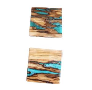 Best Quality Handicrafts <b>Epoxy</b> Resin Coaster Handmade Wooden Drink Tea Table Decor Coasters Set of 4 Acacia Wood Coasters - Product Image 4