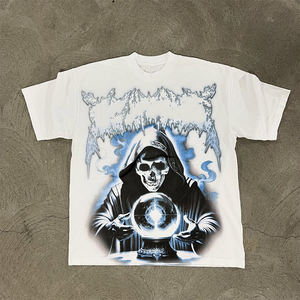 OEM Custom Heavyweight Graphic Silk Screen Print t Shirt Men Tees 100% Cotton 270 Gsm Hem Boxy Oversized DTG Printing <b>Tshirts</b> - Product Image 5