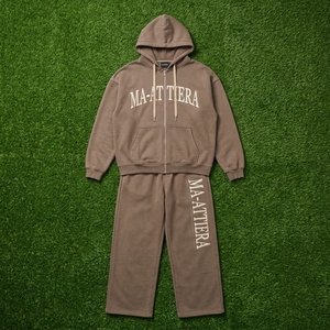 MA-ATTIERA Chándal con capucha para hombre, con cremallera completa, color sólido, estampado de letras, sudadera informal holgada y conjunto de pantalones - Product Image 6
