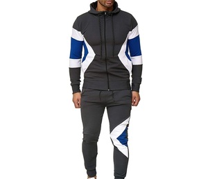 Conjunto Deportivo para Hombre con Capucha y Bloques de Color, Chaqueta con Cierre Completo, Transpirable, de Poliéster y Spandex, para Otoño - Product Image 3