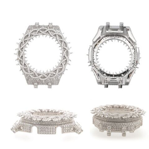 Iced Out Octagonal Metal <b>Watch</b> <b>Case</b> Mod Kit Luxury Stainless Steel Frosted Crystal Bezel Hip Hop Style Statement Timepiece Upgra - Product Image 3