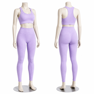 Conjunto de yoga sin costuras para mujer, leggings de cintura alta, sujetador deportivo tipo racerback, conjunto de ropa deportiva para gimnasio y fitness - Product Image 6