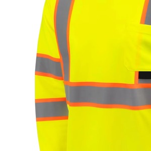 Unisex High Visibility Reflective Safety Long Sleeve Polo Shirts Custom Logo Two Tone <b>Construction</b> <b>Work</b> Clothing Cheap Polyester - Product Image 2