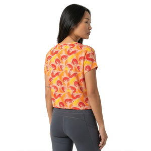 T-shirt à manches courtes col rond pour femme avec imprimé crevettes, coupe classique, haut décontracté d'été, 100% polyester, t-shirts en tricot pour femme - Product Image 2