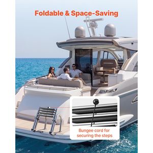 Escalera telescópica plegable de acero inoxidable de 4 peldaños para cubierta de barco, entrada trasera, escalera interior para embarcaciones, capacidad de 600 lb, accesorio adicional - Product Image 6