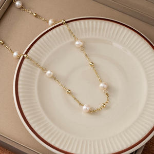 Starry Sky Freshwater True Pearl <b>Necklace</b> 14K Genuine <b>Gold</b> Plated Clavicle Chain <b>Simple</b> Elegant Super Immortal Style Elegant - Product Image 2